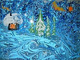 Мастер-класс по рисованию в технике эбру «Новогодняя открытка» Мастер-класс по рисованию в технике эбру «Новогодняя открытка»