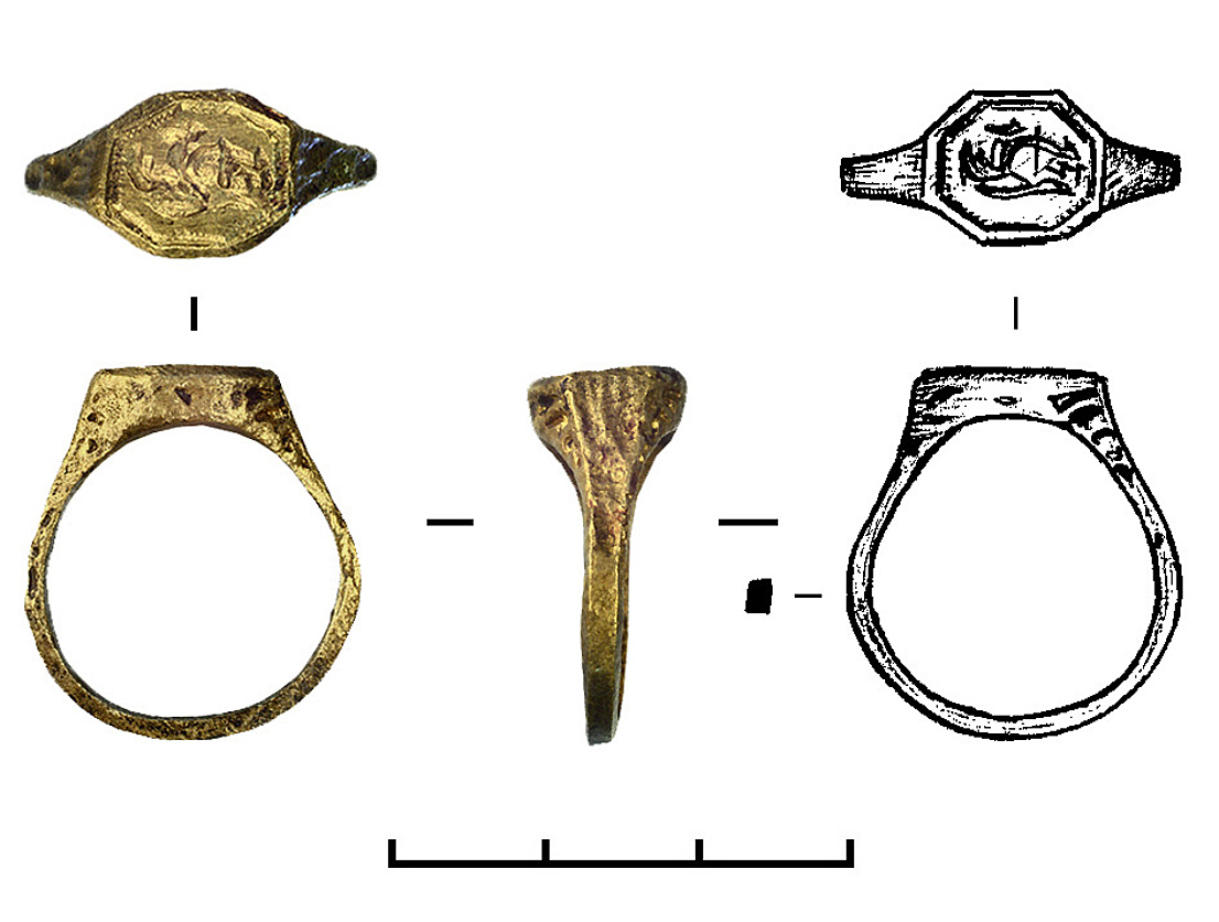 Перстень-печатка с многоугольным щитком