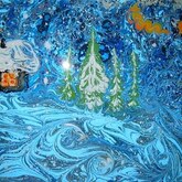 Мастер-класс по рисованию в технике эбру «Новогодняя открытка» 