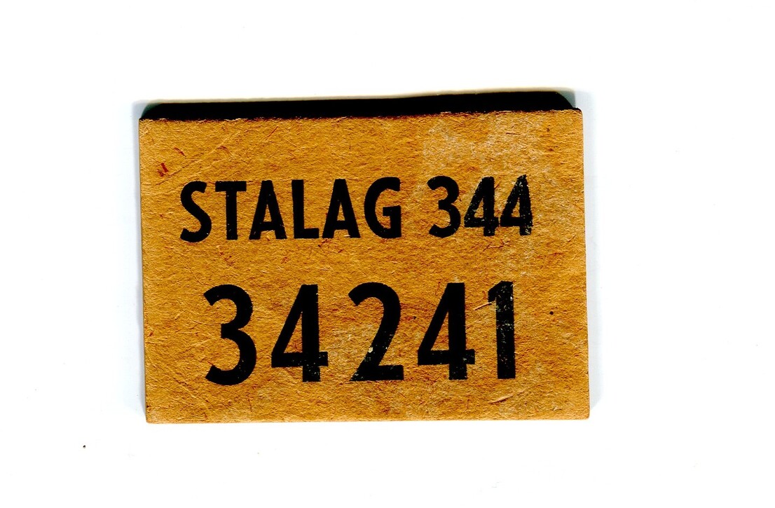 Номер 34241 узника немецкого концлагеря STALAG 344, LAMSDORF (Ламсдорф)
